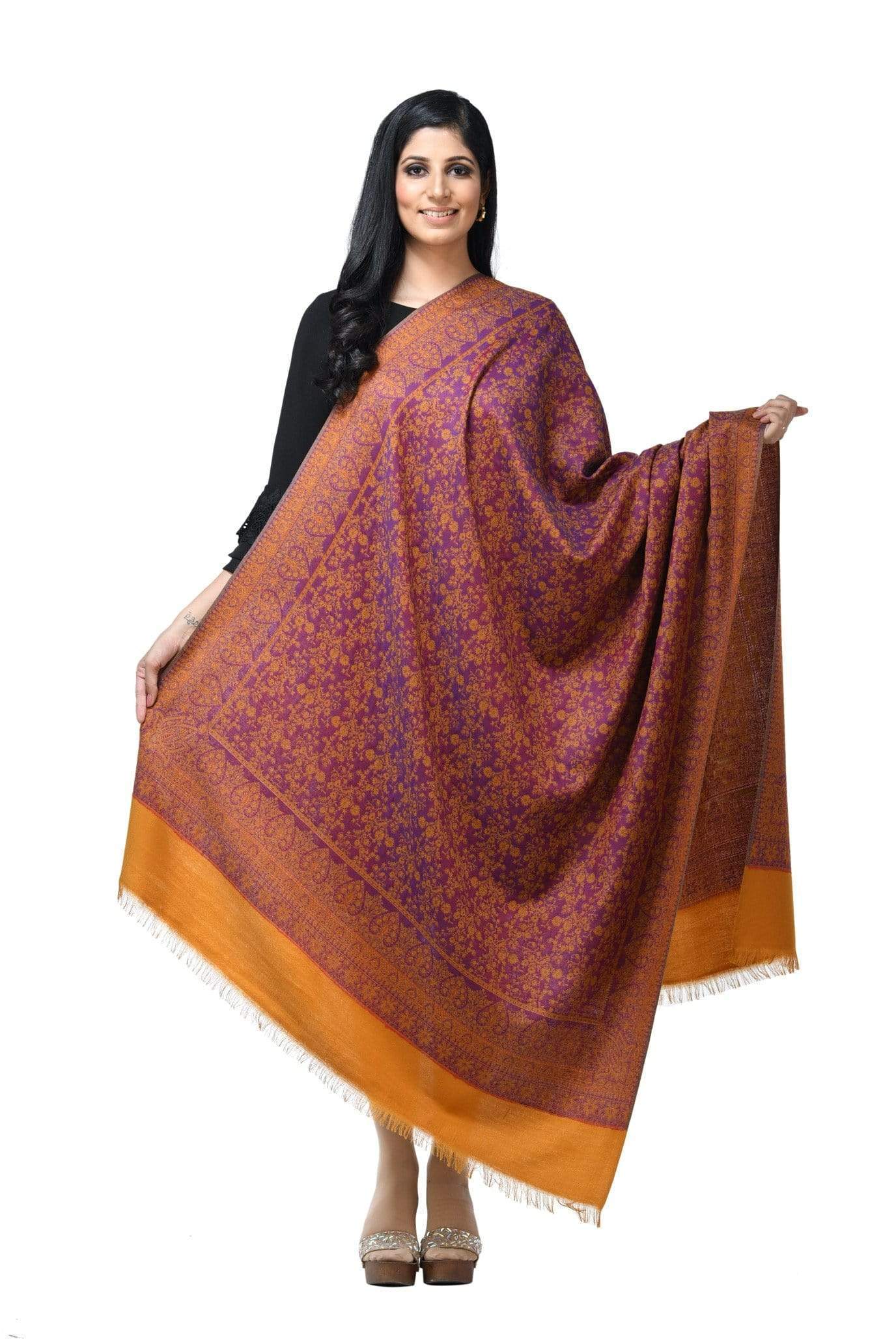 Pashwool Womens Extra Soft Bamboo Stole, Reversible Purple