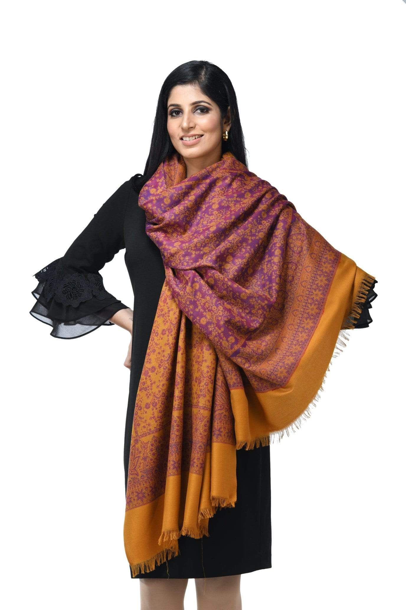 Pashwool Womens Extra Soft Bamboo Stole, Reversible Purple - Image 4