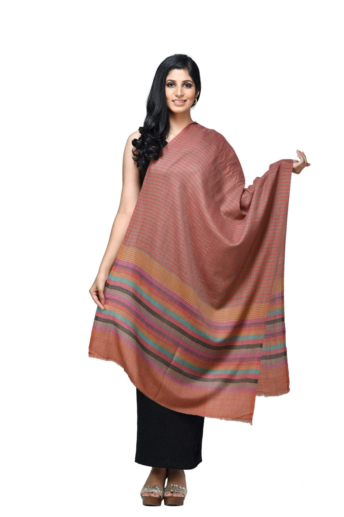 Pashwool Womens Fine Wool Scarf, Soft And Warm Multicoloured