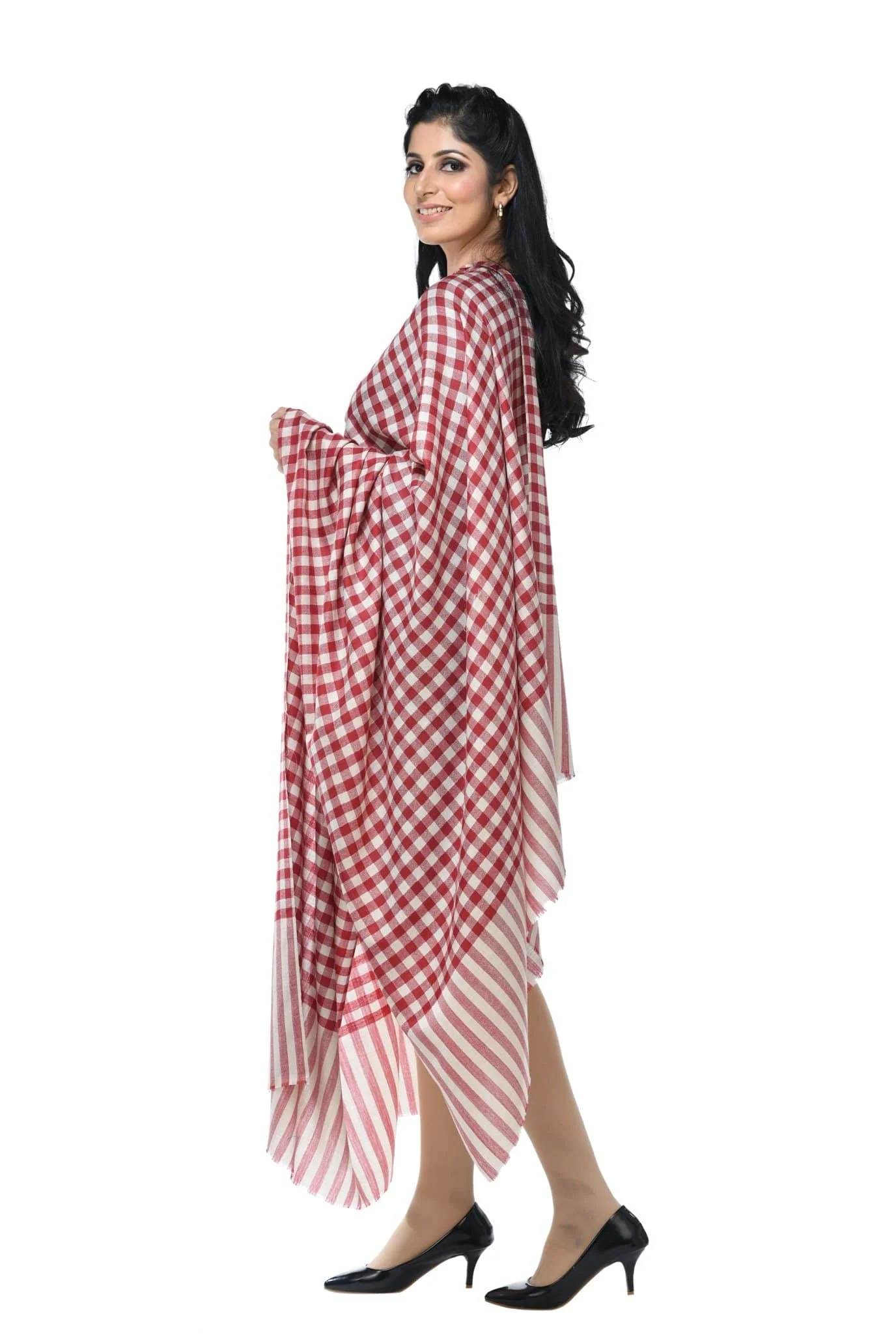 Pashwool Womens Fine Wool Shawl, Soft And Warm, Checkered Weave - Image 3