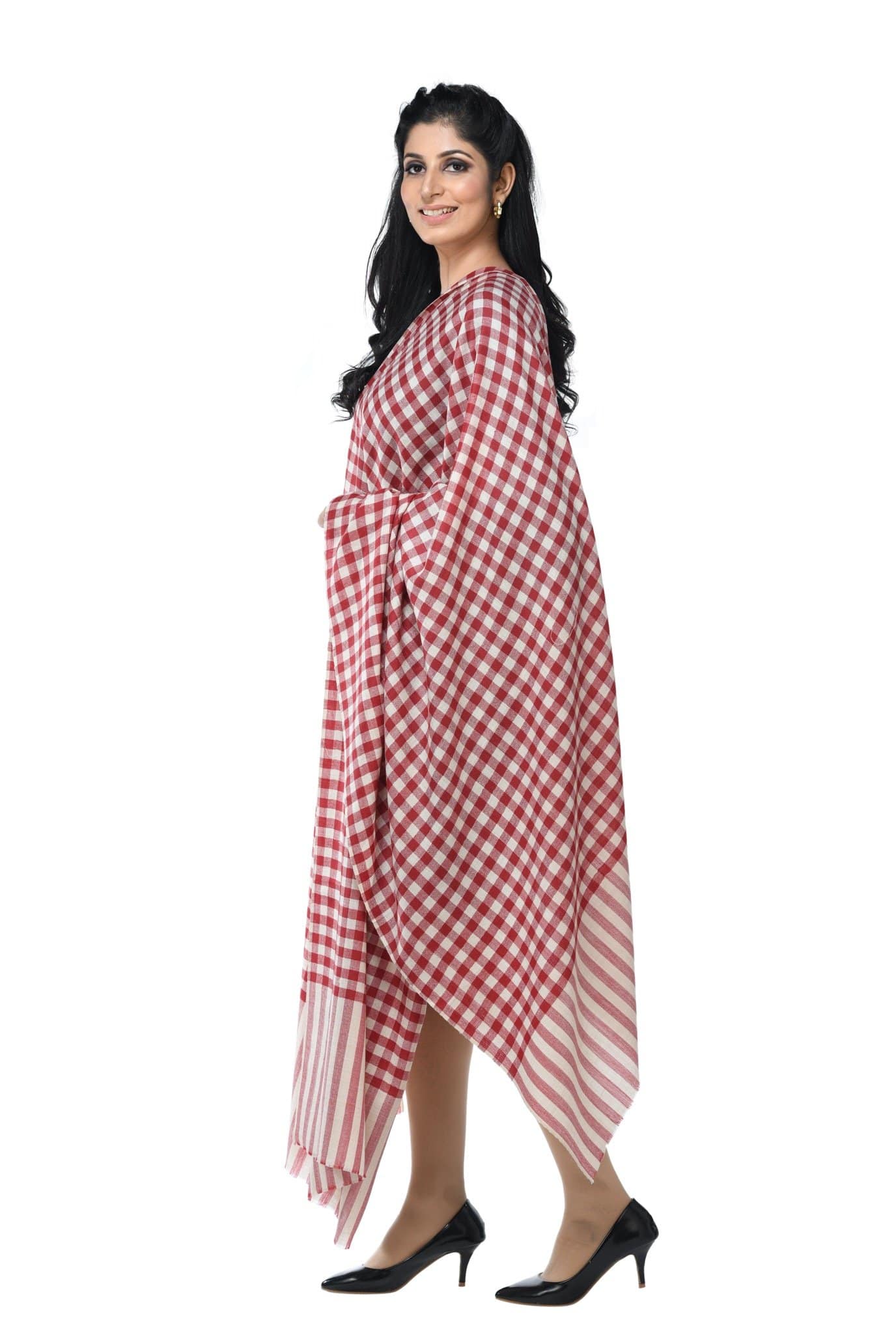 Pashwool Womens Fine Wool Shawl, Soft And Warm, Checkered Weave - Image 4