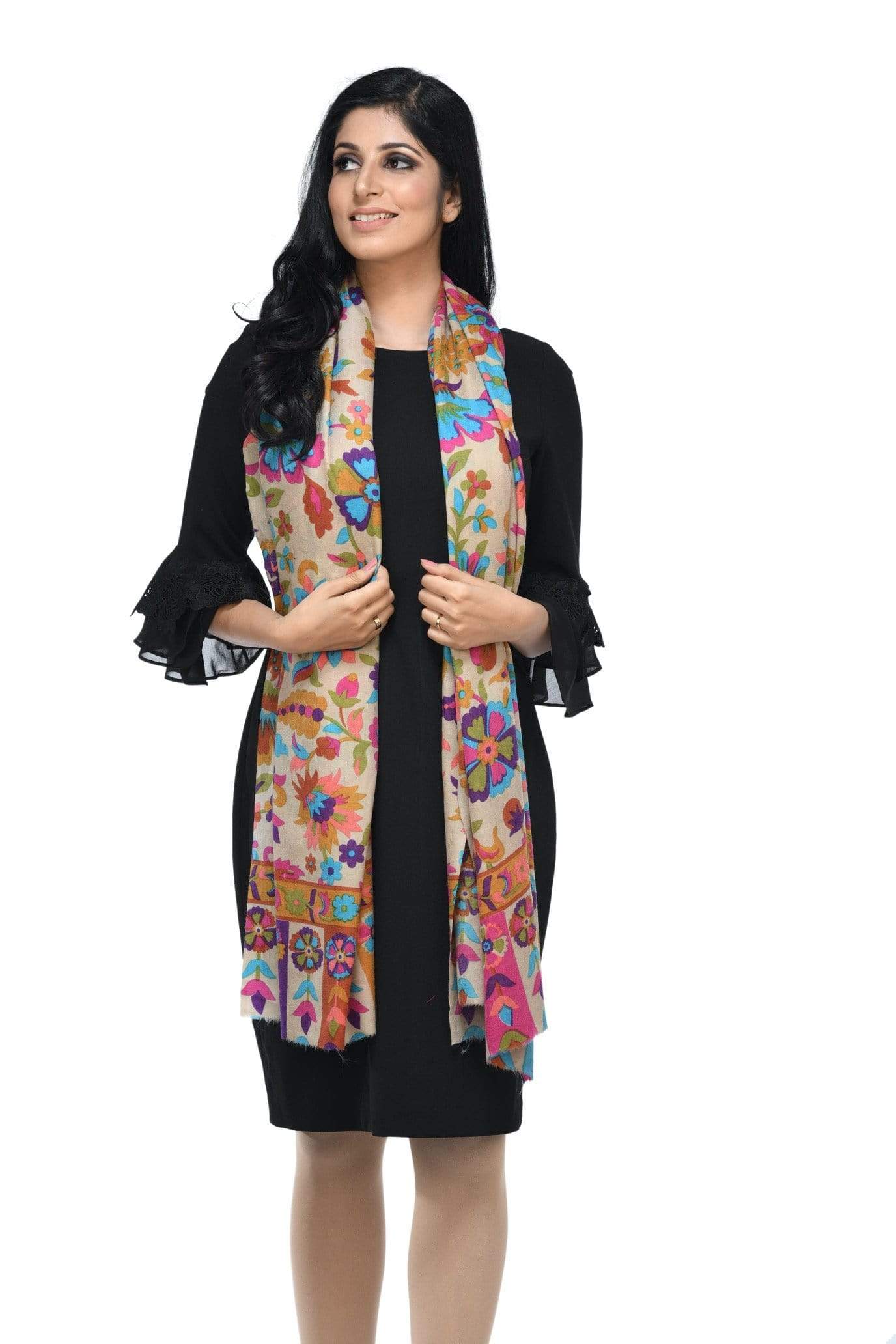 Pashwool Womens Floral Printed Stole, Fine Wool, Soft And Warm - Image 3