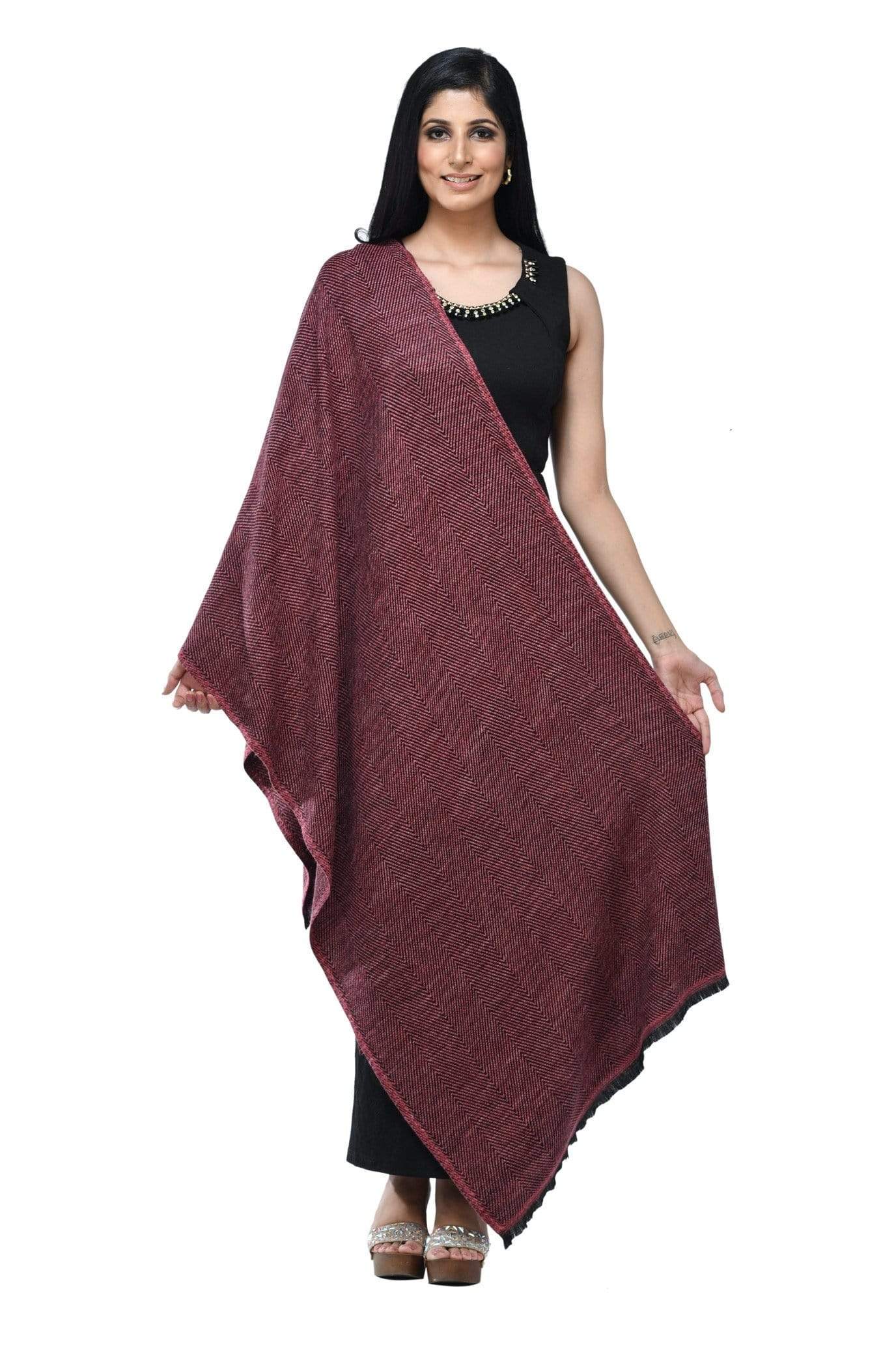 Pashwool Womens Stole, Extra Thick And Warm, Soft And Snuggly Wrap Style Maroon