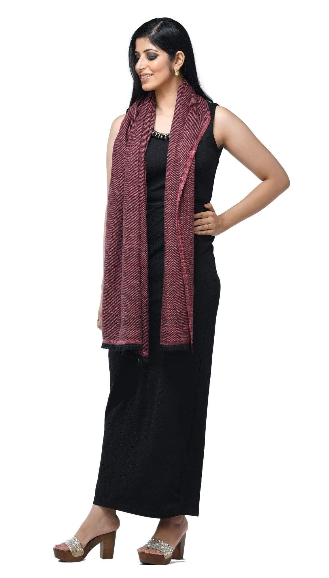 Pashwool Womens Stole, Extra Thick And Warm, Soft And Snuggly Wrap Style Maroon - Image 4