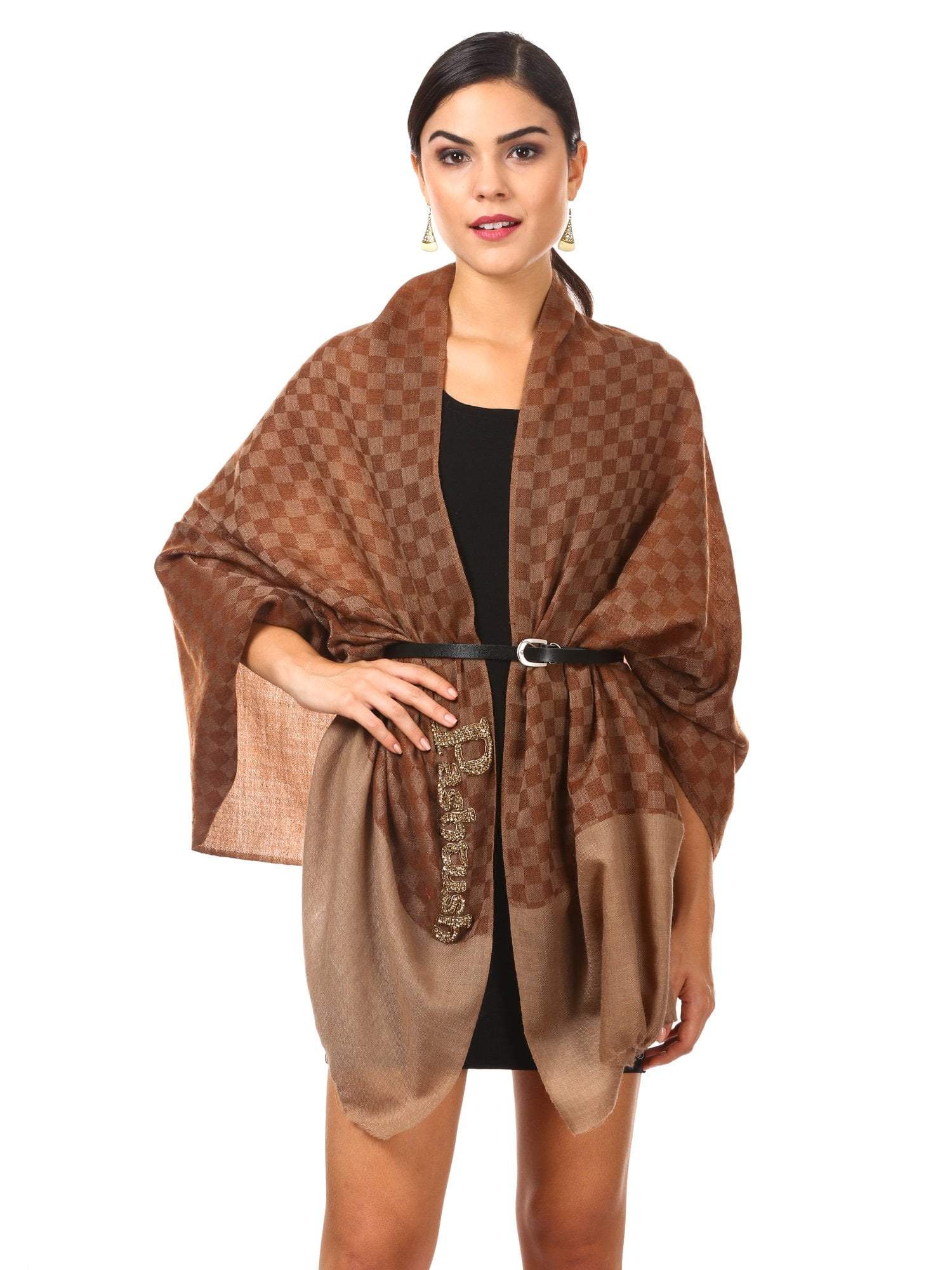 Pashtush Womens Signature  Blended Scarf With Pashtush Charm Logo