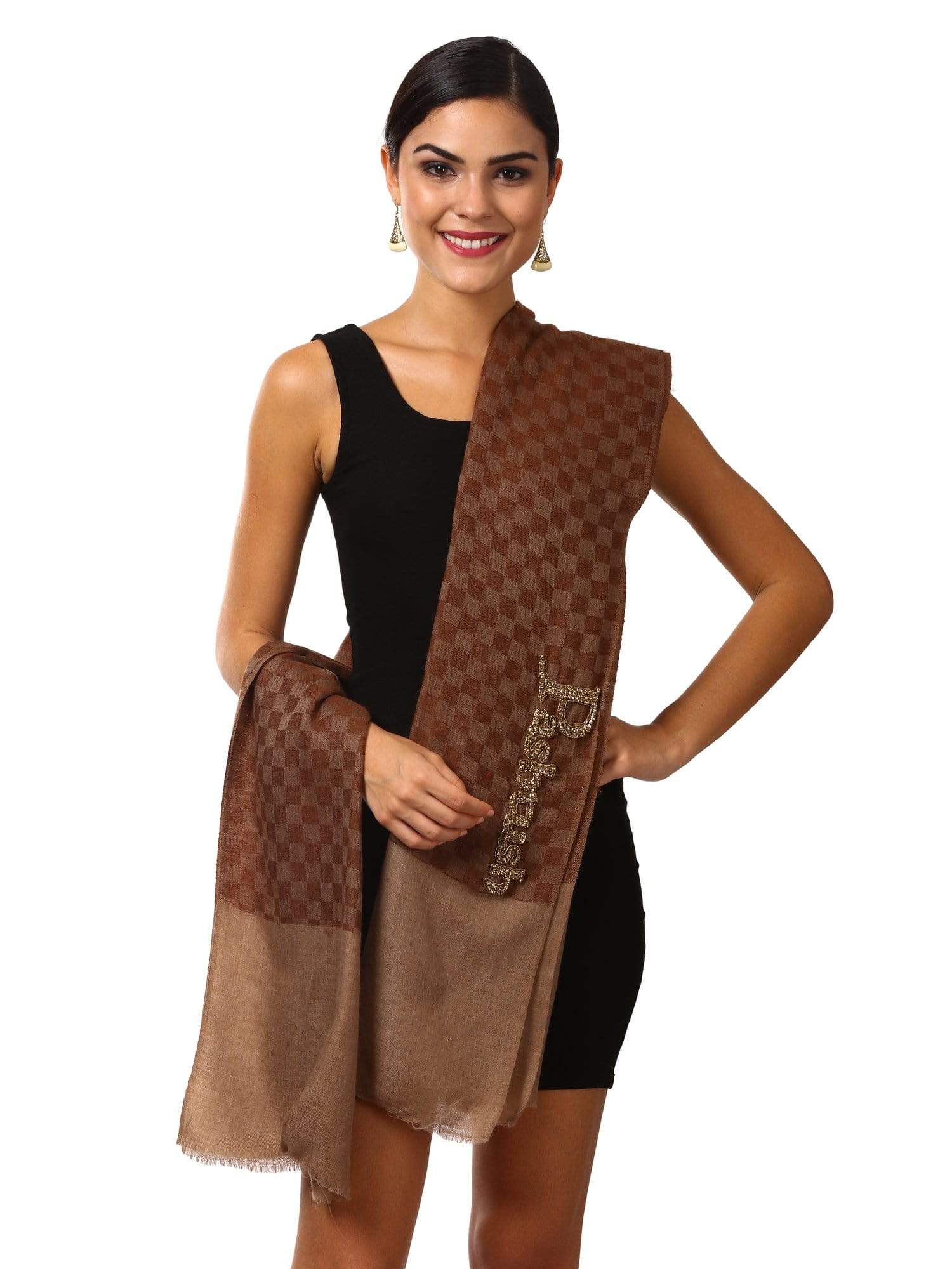 Pashtush Womens Signature  Blended Scarf With Pashtush Charm Logo - Image 2