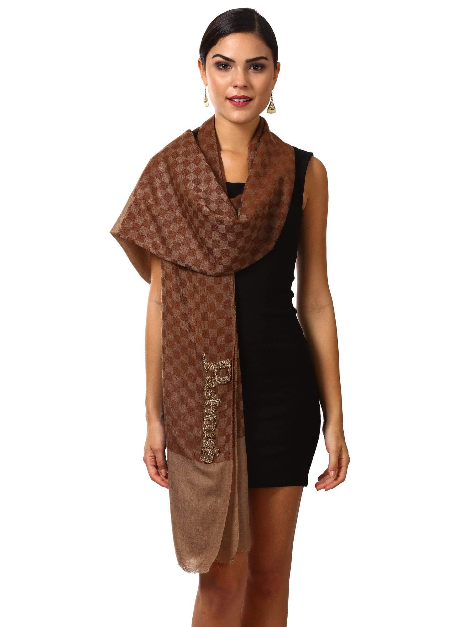 Pashtush Womens Signature  Blended Scarf With Pashtush Charm Logo - Image 4