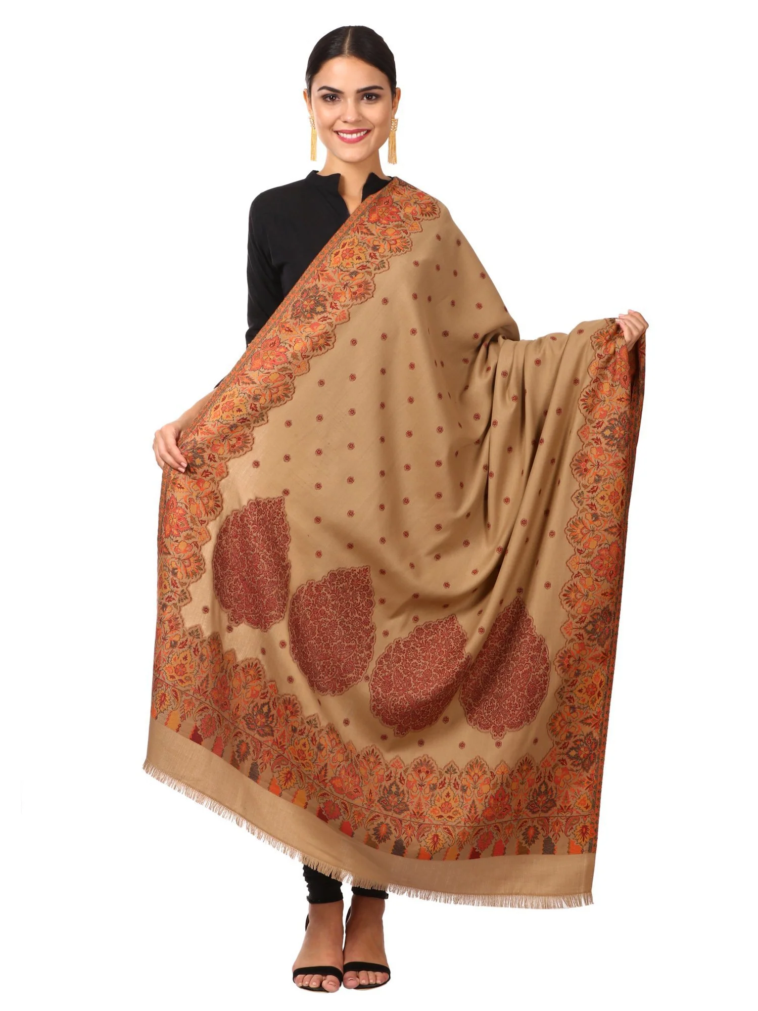 Pashtush Women'S Shawl, Jacquard Palla, Warm And Soft, Faux Pashmina Design - Image 3