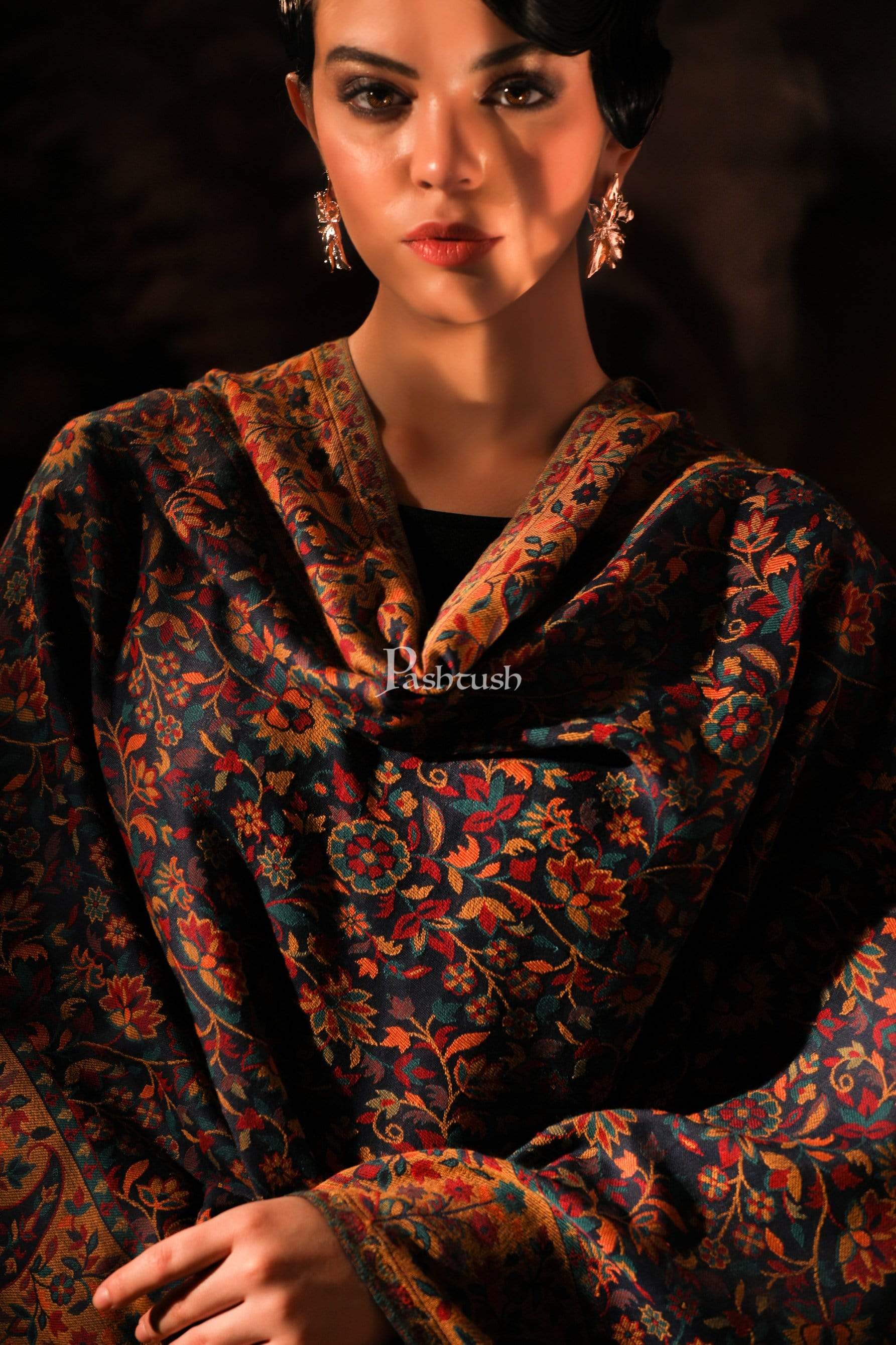Pashtush Womens Ethnic Shawl, Faux Pashmina, Soft And Warm, Multi Coloured