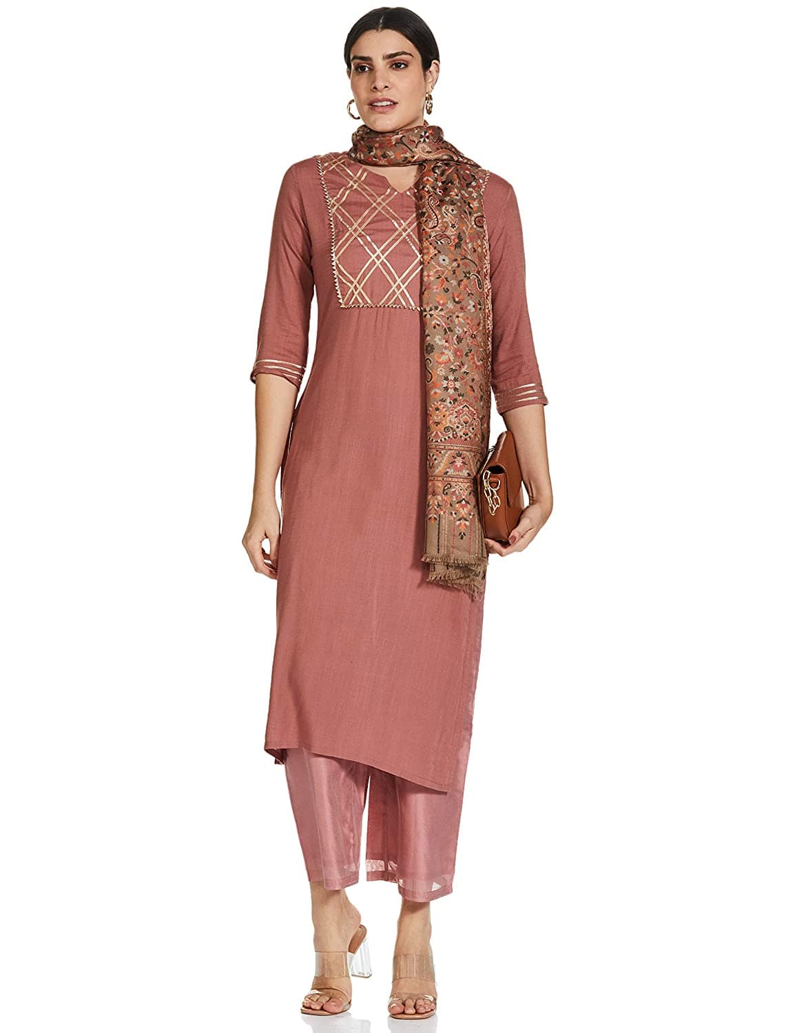Pashtush Womens Ethnic Shawl, Faux Pashmina, Soft And Warm, Sahara Beige Beige - Image 10