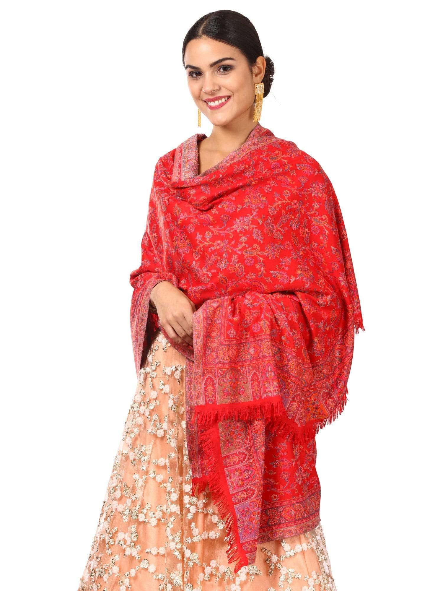 Pashtush Womens Ethnic Shawl, Faux Pashmina, Soft And Warm (Red) Maroon - Image 7
