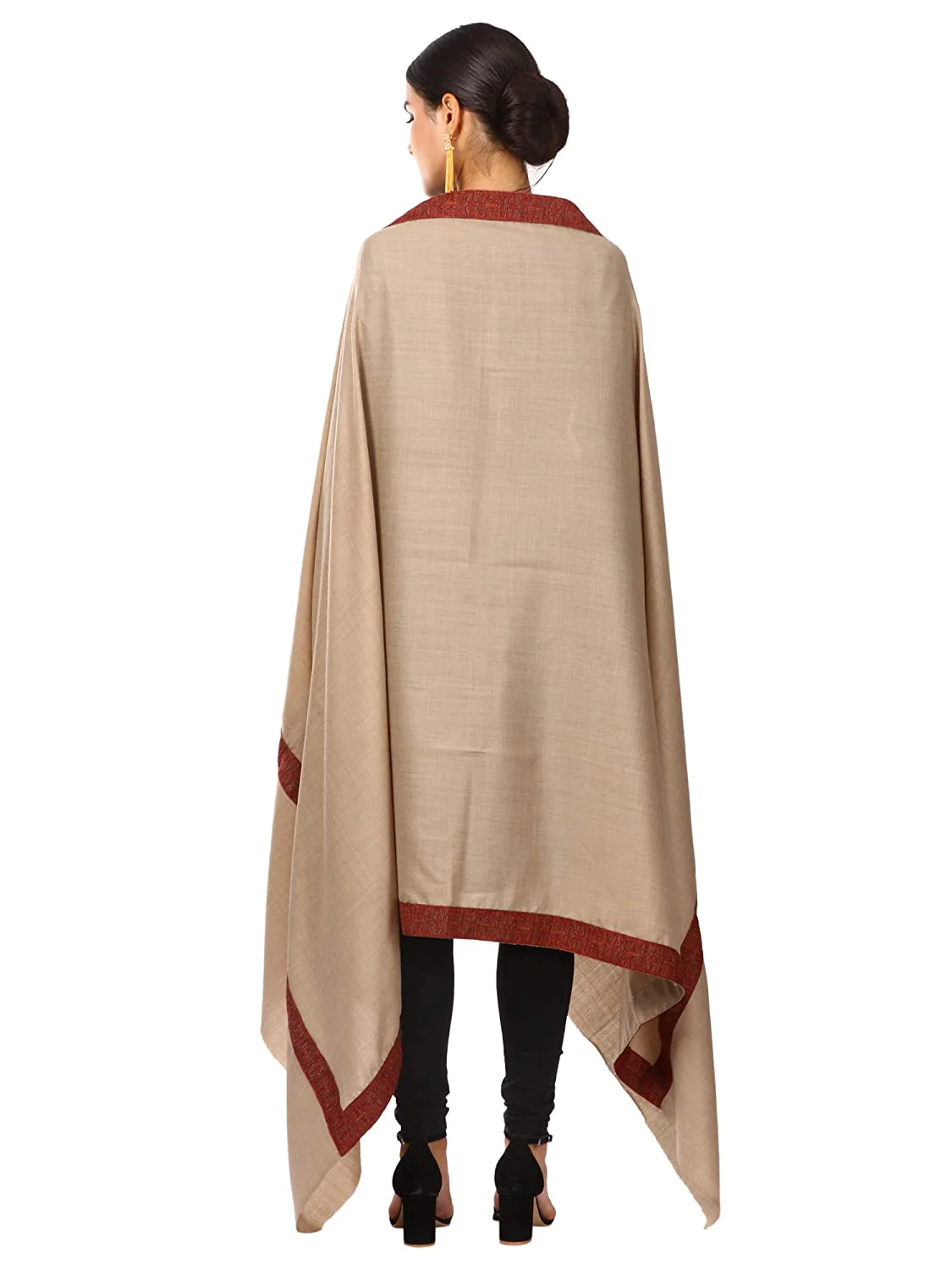 Pashtush Womens Patchwork Neemdaur Shawl Beige - Image 3