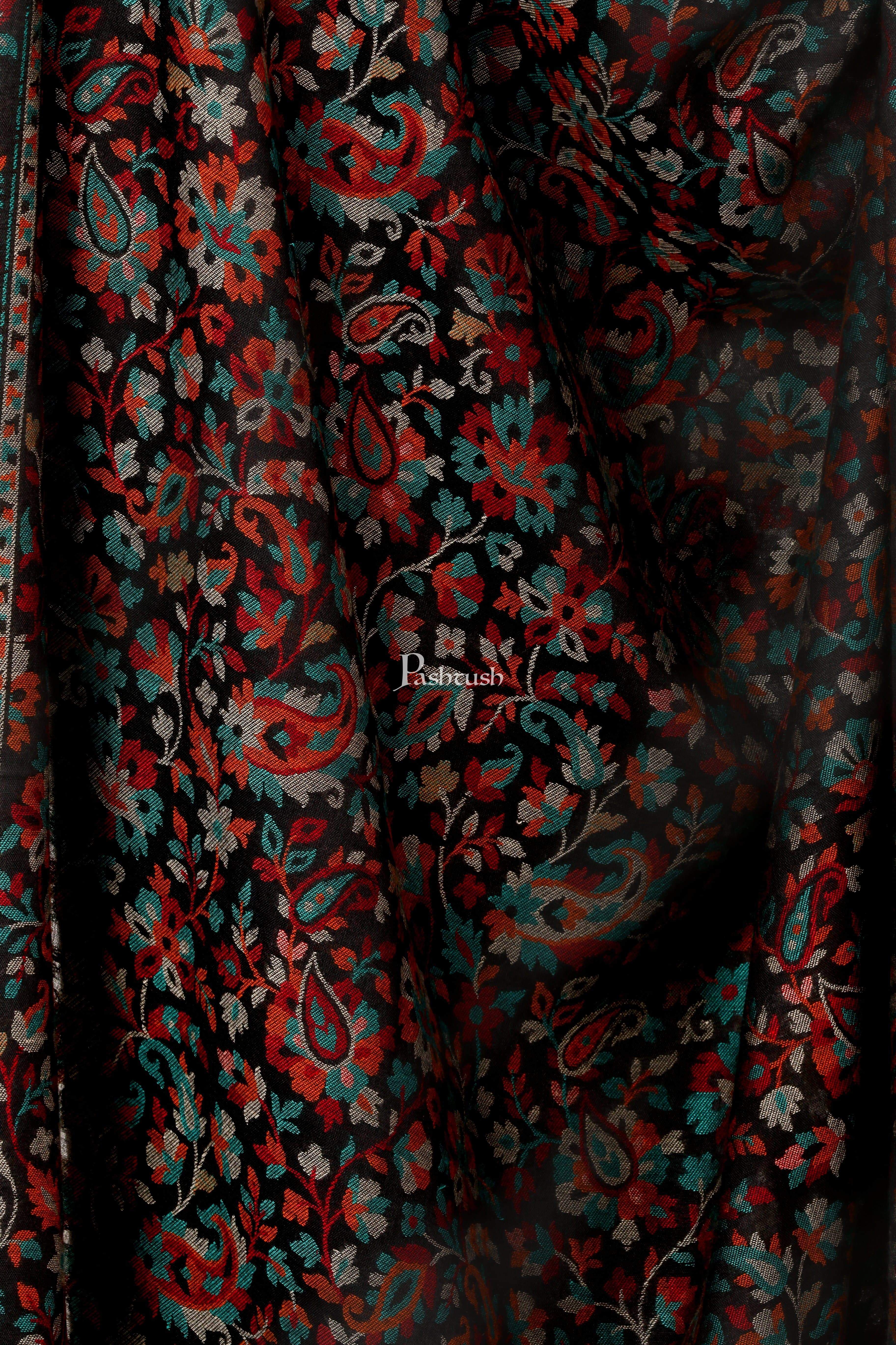 Pashtush Womens Ethnic Shawl, Faux Pashmina Shawl, Soft And Warm (Black) - Image 2